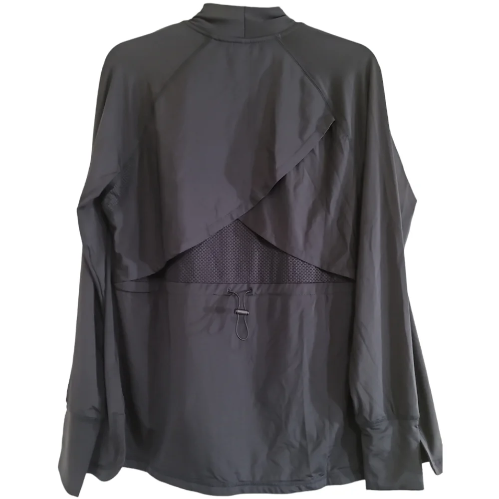 Zuda Active Draped Open Front Jacket Small Thumbholes Vented Back Cinch Waist